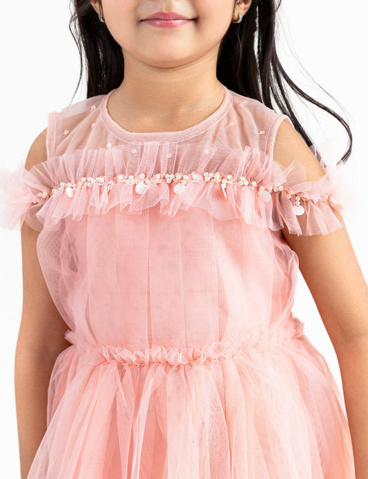 EMBELLISHED PEEKABOO DRESS
