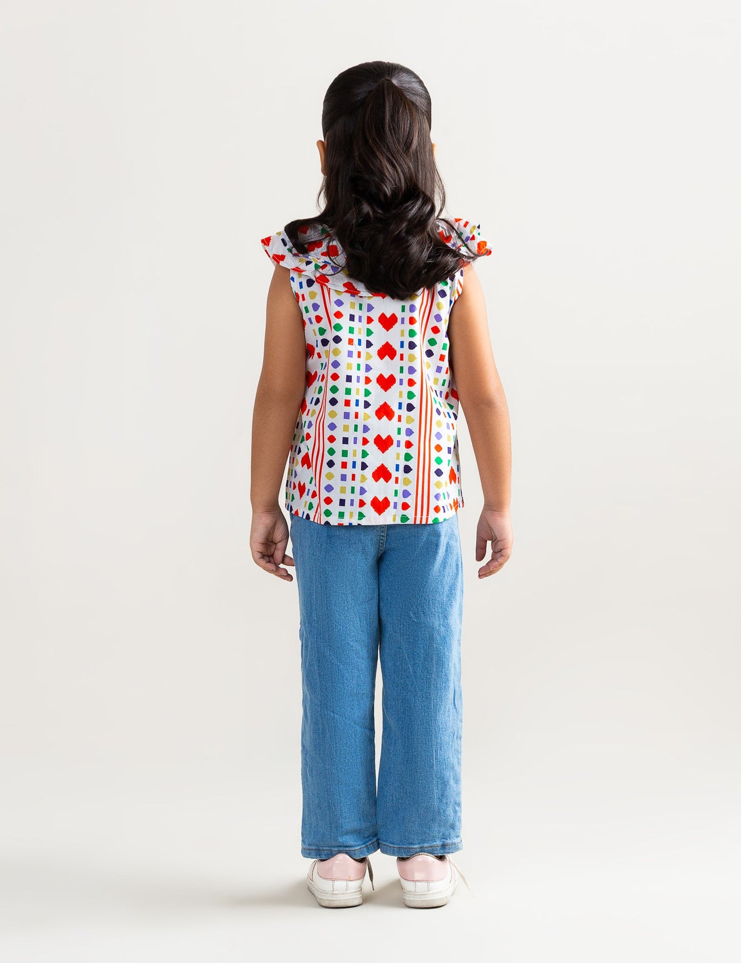 HEART AND GEOMETRIC PRINTED TOP