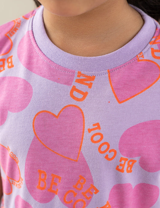 HEART PRINTED TIERED DRESS