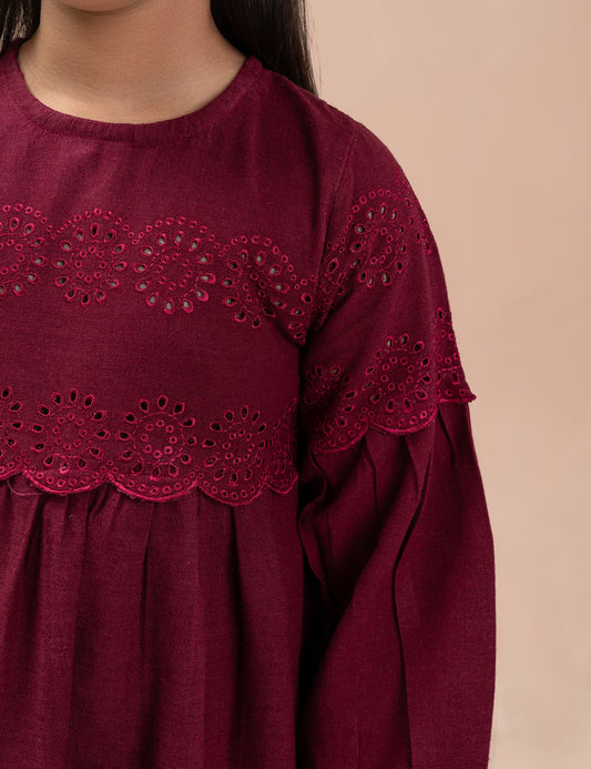 EMBROIDERED YOKE LONG DRESS