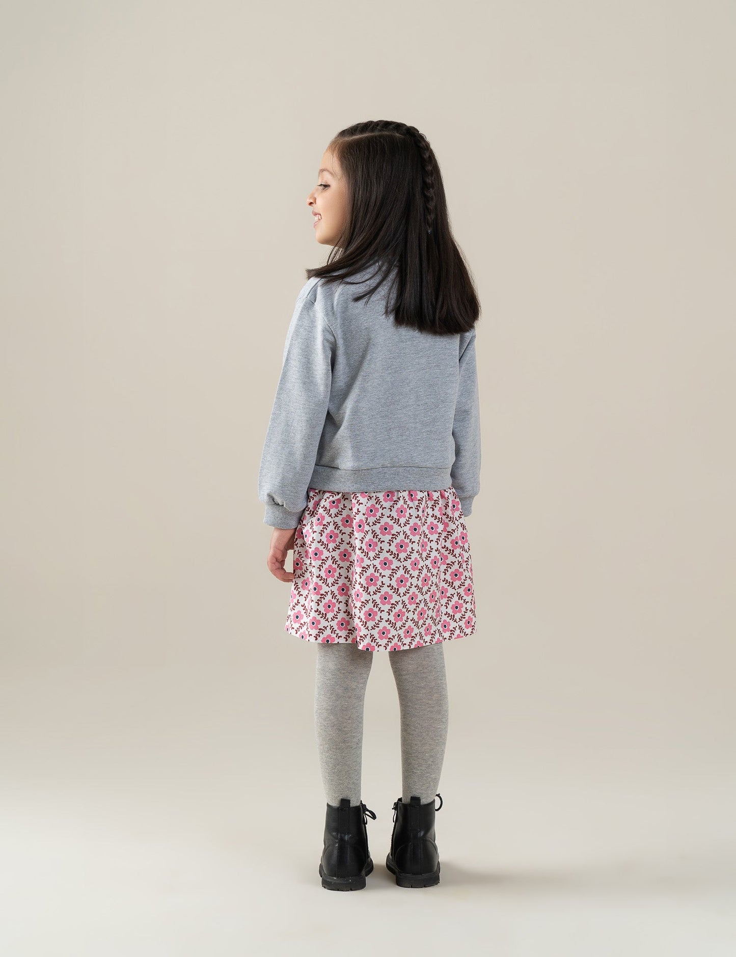 FLORAL PATCHWORK SWEATSHIRT DRESS