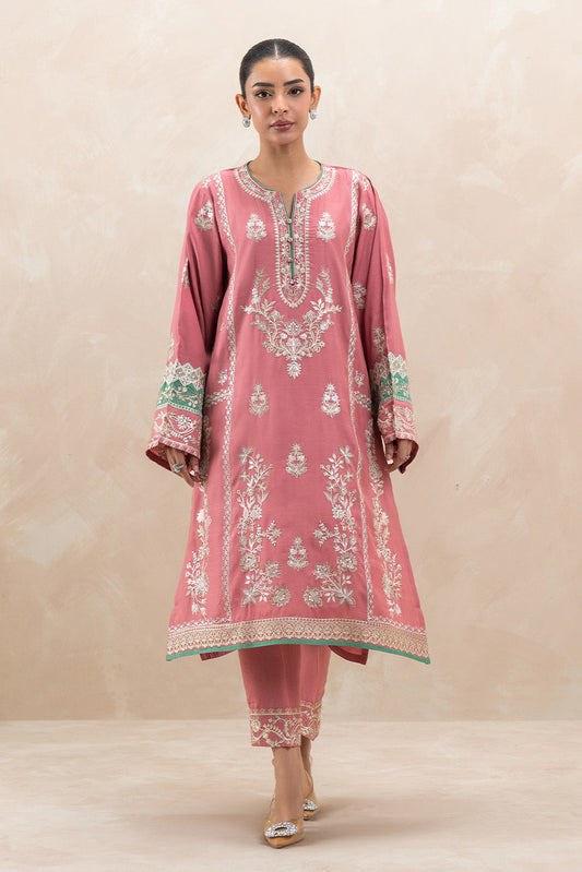 2 PIECE EMBROIDERED RAW SILK SUIT (LUXURY-PRET)
