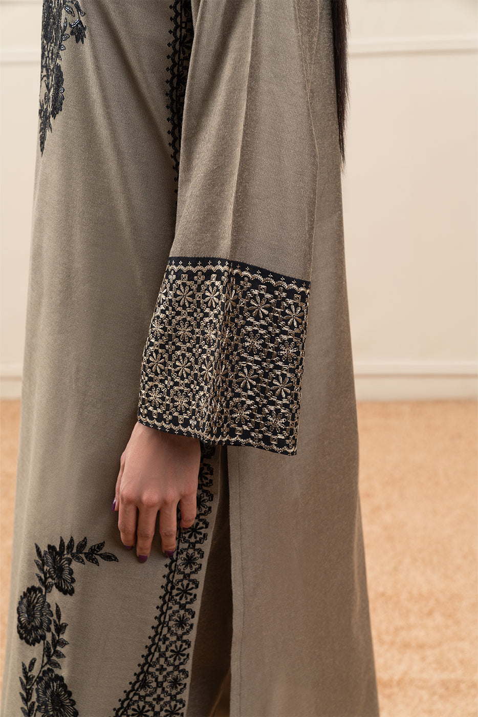 EMBROIDERED TWO TONE SHIRT (PRET)
