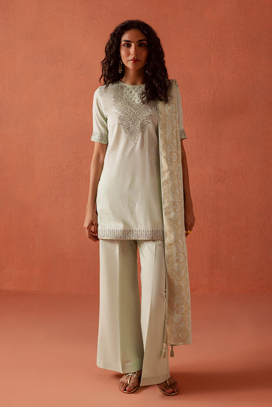 3 PIECE EMBROIDERED LUREX JACQUARAD SUIT-SERENE GLAM (UNSTITCHED)