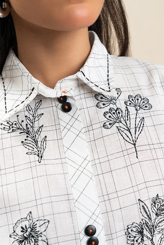 EMBROIDERED COTTON LINEN TOP (PRET)