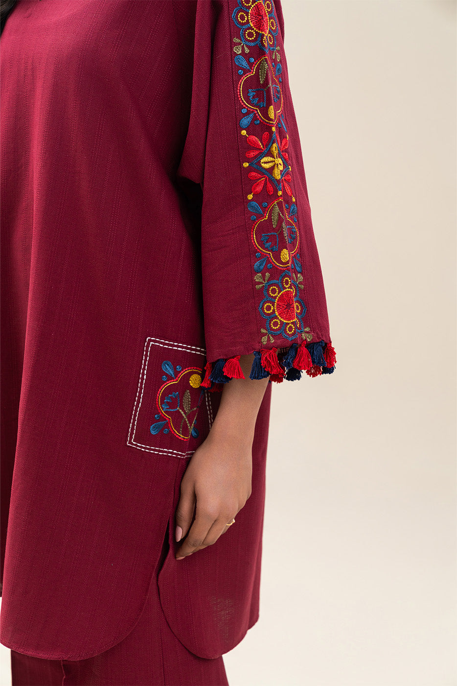 2 PIECE EMBROIDERED DOBBY SUIT (PRET)