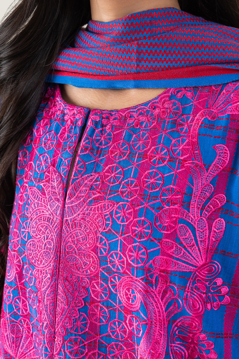 2 PIECE EMBROIDERED KHADDAR JACQUARD SUIT (PRET)