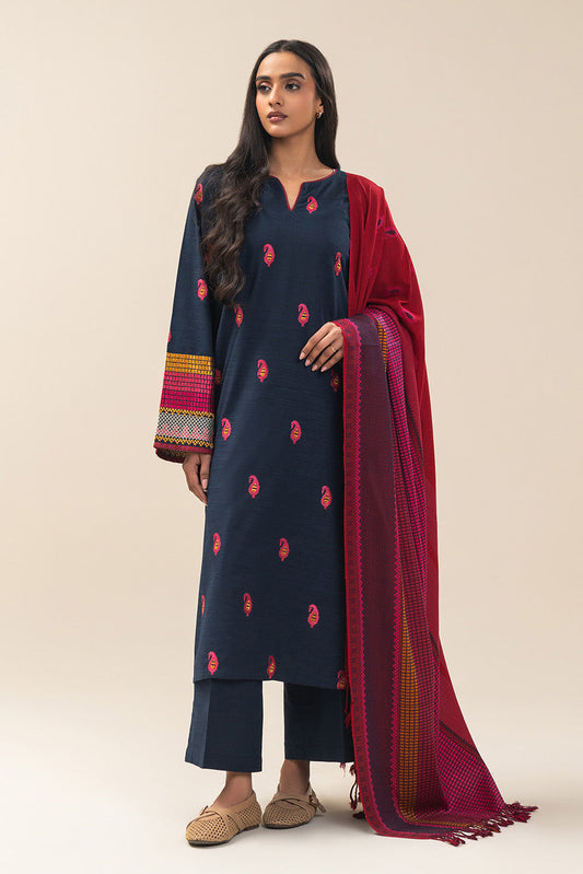 2 PIECE EMBROIDERED SLUB KHADDAR SUIT (PRET)