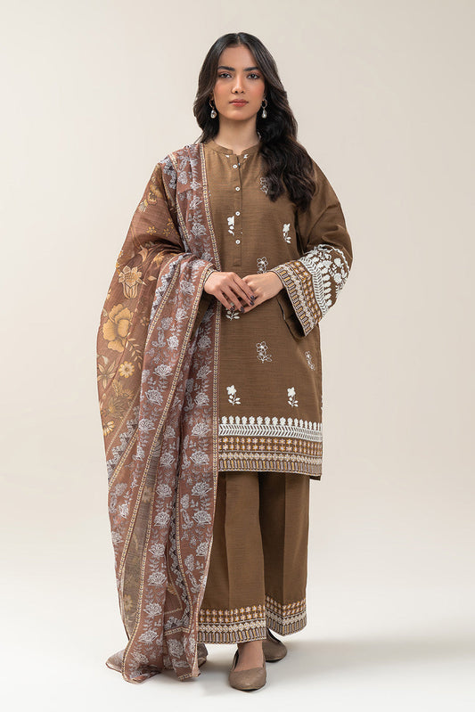 2 PIECE EMBROIDERED SLUB KHADDAR SUIT (PRET)