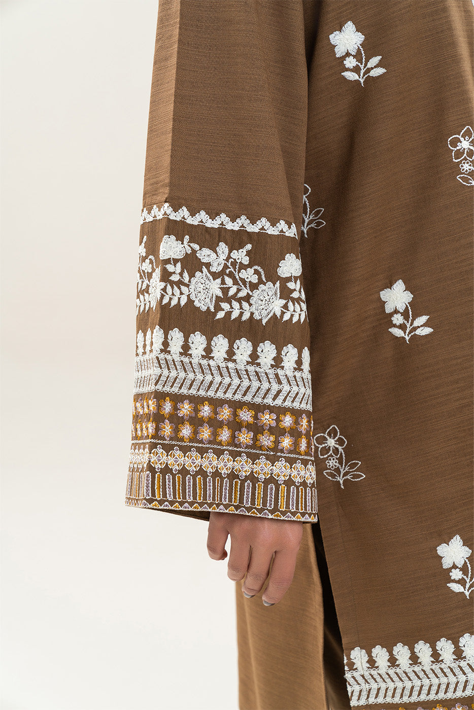 2 PIECE EMBROIDERED SLUB KHADDAR SUIT (PRET)