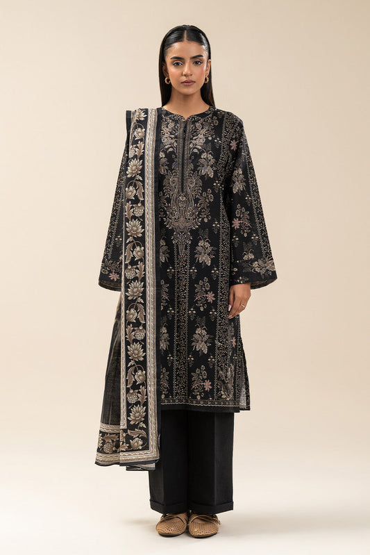 3PIECE PRINTED SLUB KHADDAR SUIT-RAVEN REEF (UNSTITCHED)
