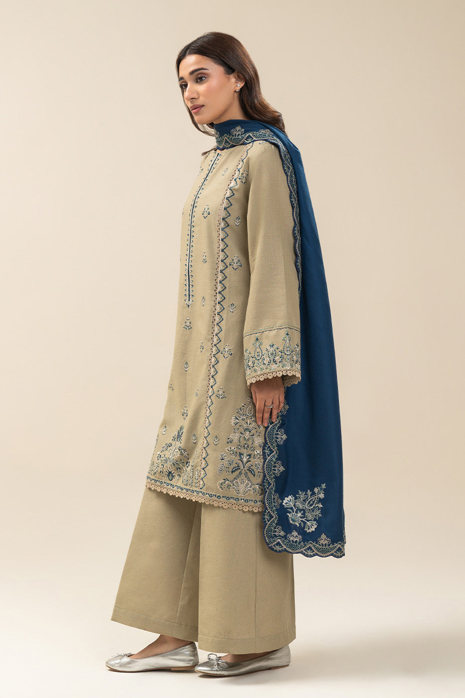 3 PIECE EMBROIDERED MULTI NAPS SUIT-TAUPE MIST (UNSTITCHED)