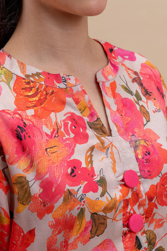 1 PIECE PRINTED LAWN SHIRT-AMBER ORCHID (UNSTITCHED)