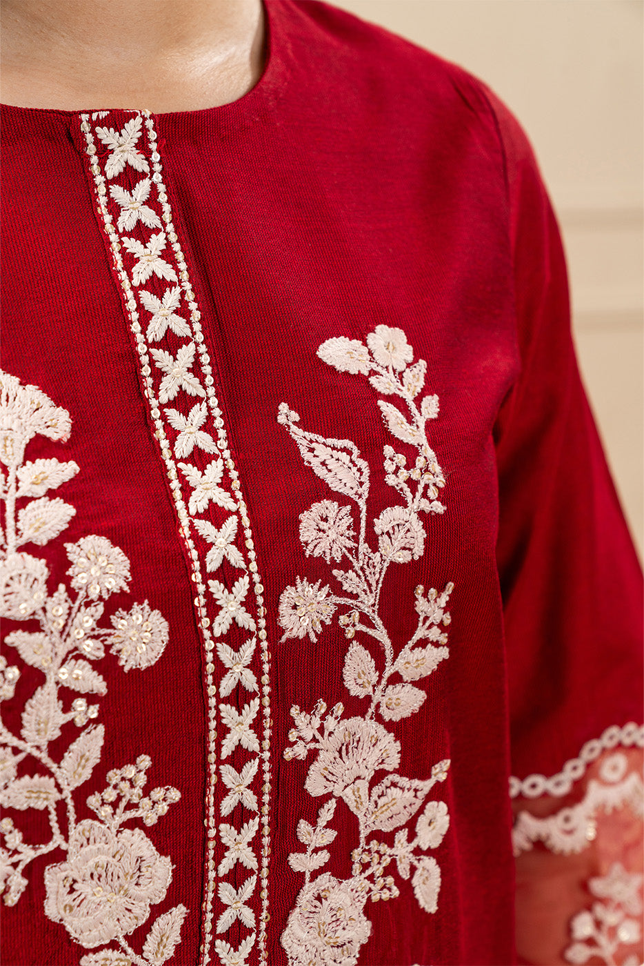 2 PIECE EMBROIDERED TWO TONE SUIT (PRET)
