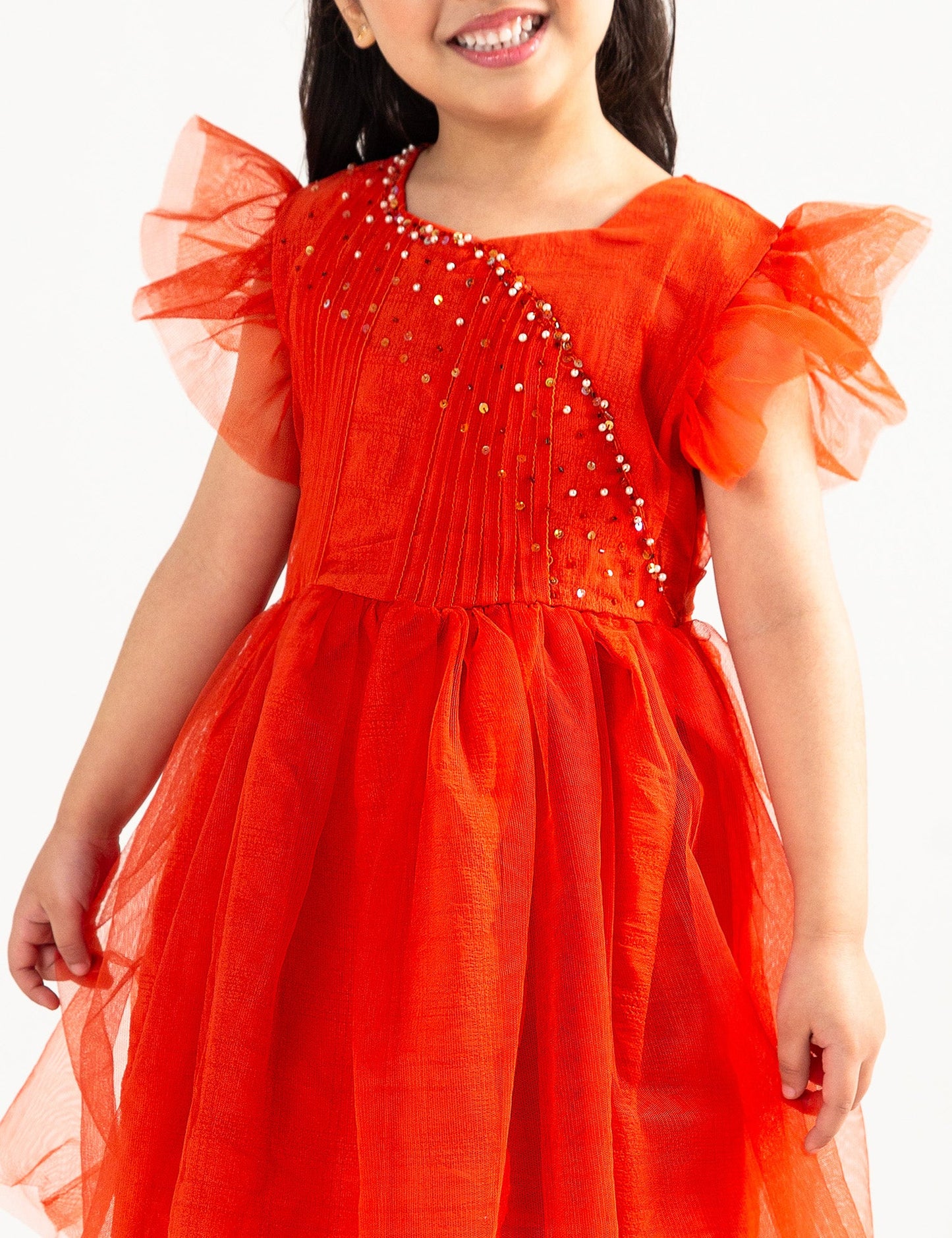 PLEATED NET FROCK