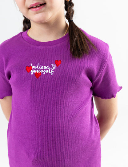 BELIEVE IN YOURSELF EMBROIDERED T-SHIRT
