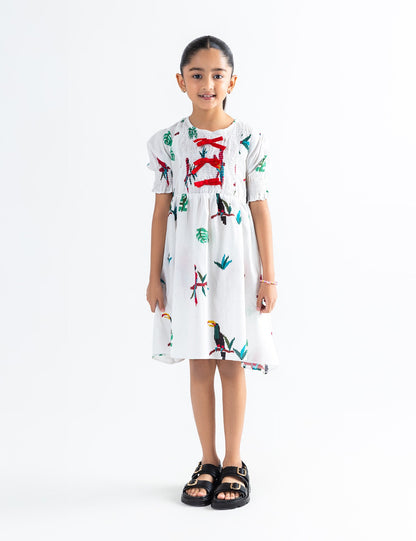 TROPICAL PARROT PRINT DRESS