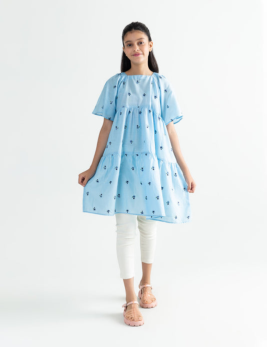 EMBROIDERED TIERED DRESS