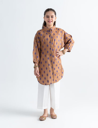 FLORAL PRINTED BUTTON DOWN TUNIC