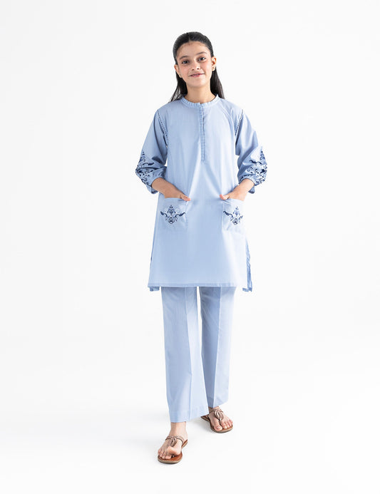 2 PIECE POCKETS EMBROIDERED SUIT