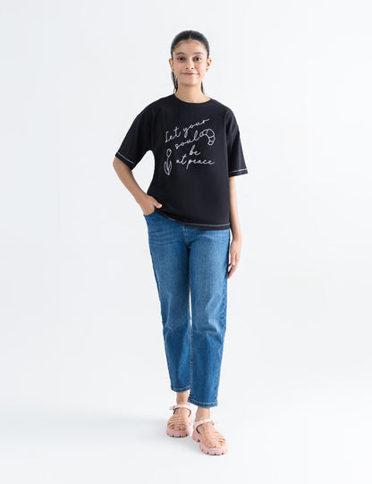 LET YOUR SOUL BE AT PEACE EMBROIDERED T-SHIRT