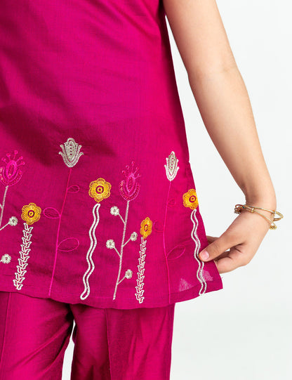 2 PIECE FLORAL EMBROIDERED HEM SUIT