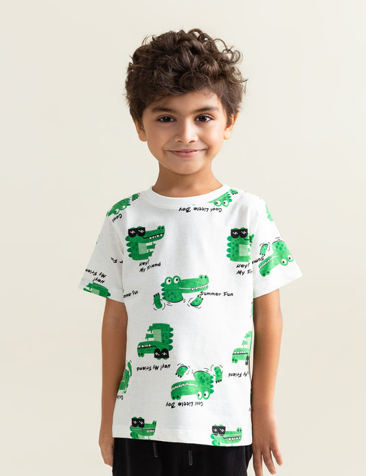 ALLOVER CROCODILE PRINTED T-SHIRT