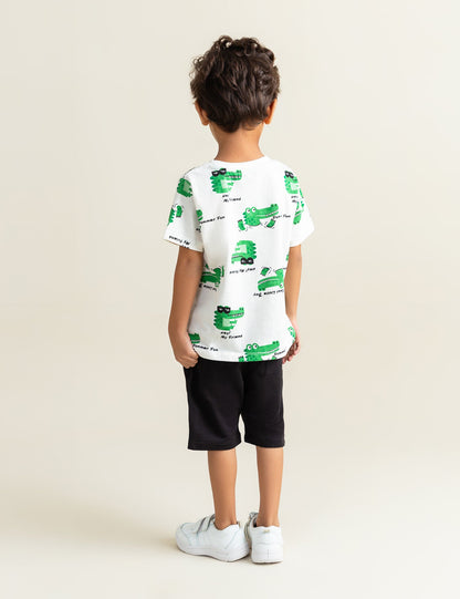 ALLOVER CROCODILE PRINTED T-SHIRT
