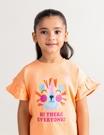HI THERE EVERYONE CAT GRAPHIC T-SHIRT