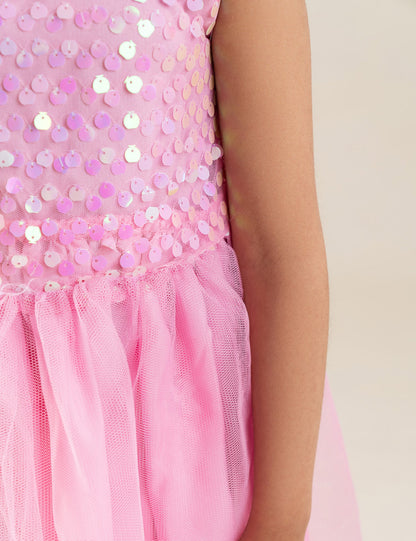 SEQUIN BODICE TULLE DRESS