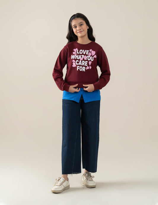 LOVE WHAT YOU CARE FOR PRINTED SWEATSHIRT