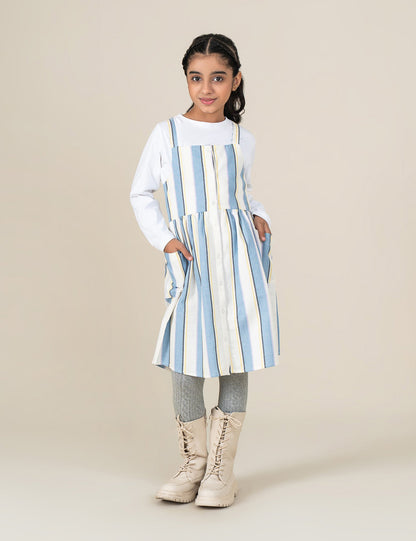STRIPED BUTTON FRONT DRESS