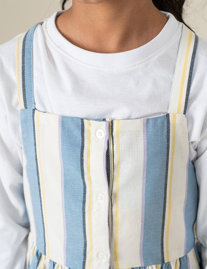 STRIPED BUTTON FRONT DRESS