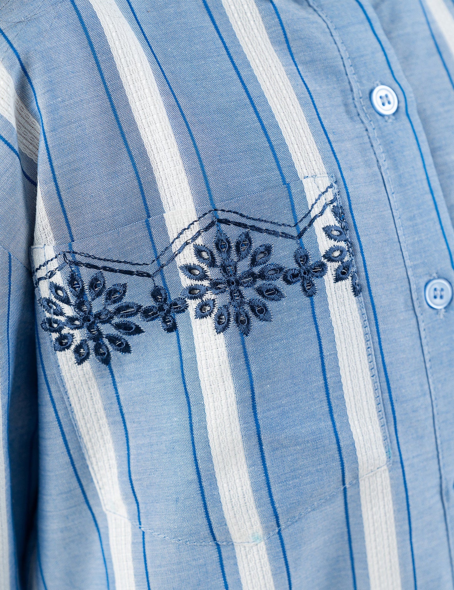 2 PIECE STRIPED EMBROIDERED SUIT