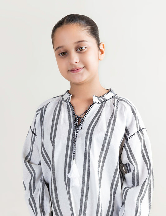 STRIPED PEASANT TOP