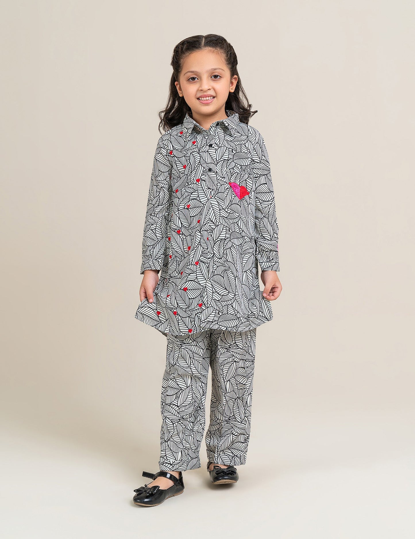 2 PIECE HEART PRINTED SUIT