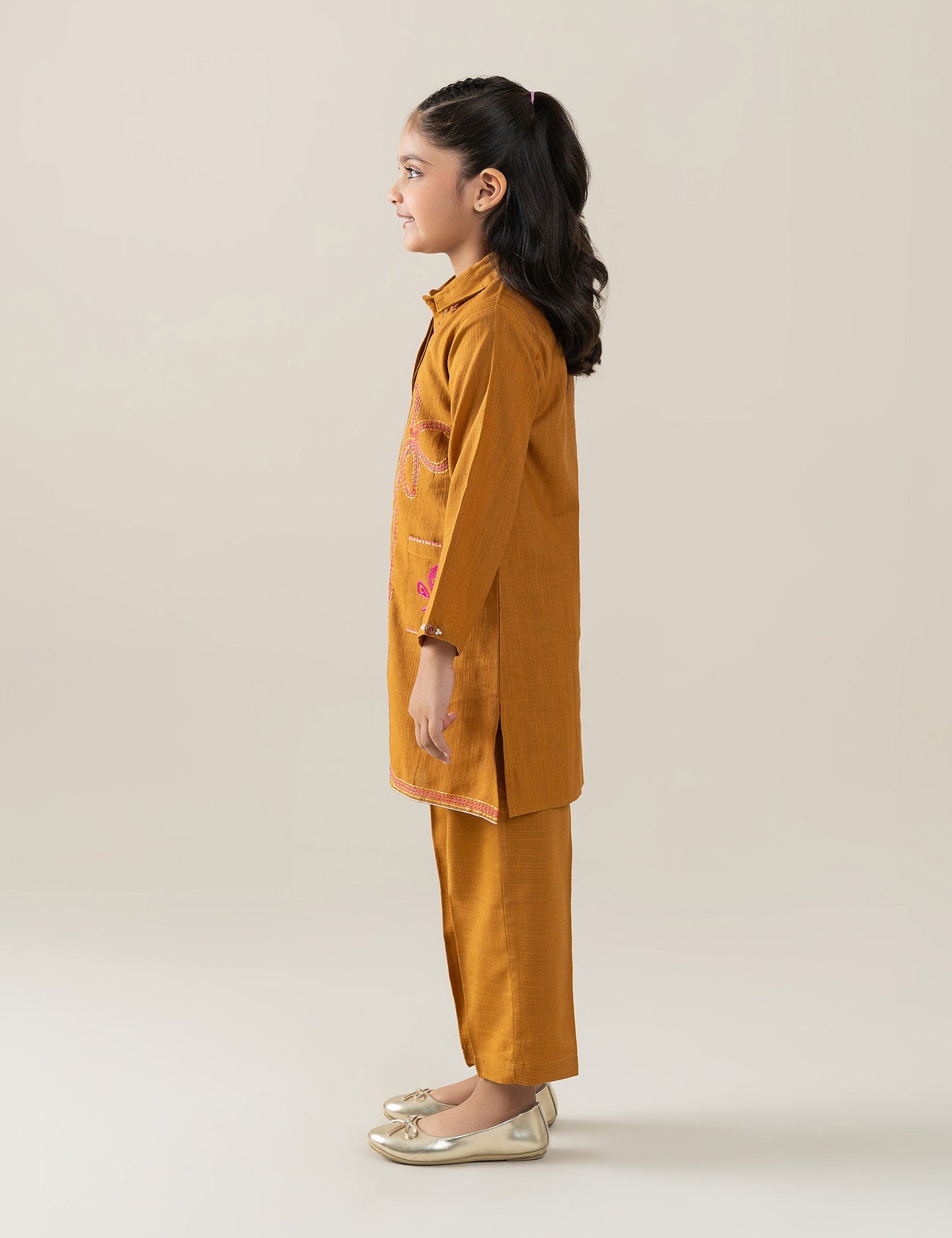 2 PIECE BUTTON DOWN EMBROIDERED SUIT