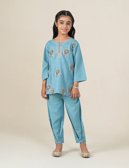 2 PIECE ROSE EMBROIDERED SUIT