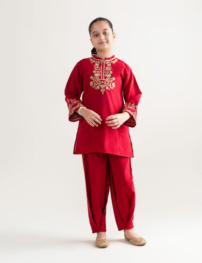 2 PIECE ROSES EMBROIDERED SUIT