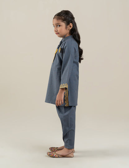 2 PIECE CONTRAST EMBROIDERED SUIT