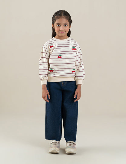 CHERRY STRIPED SWEATSHIRT