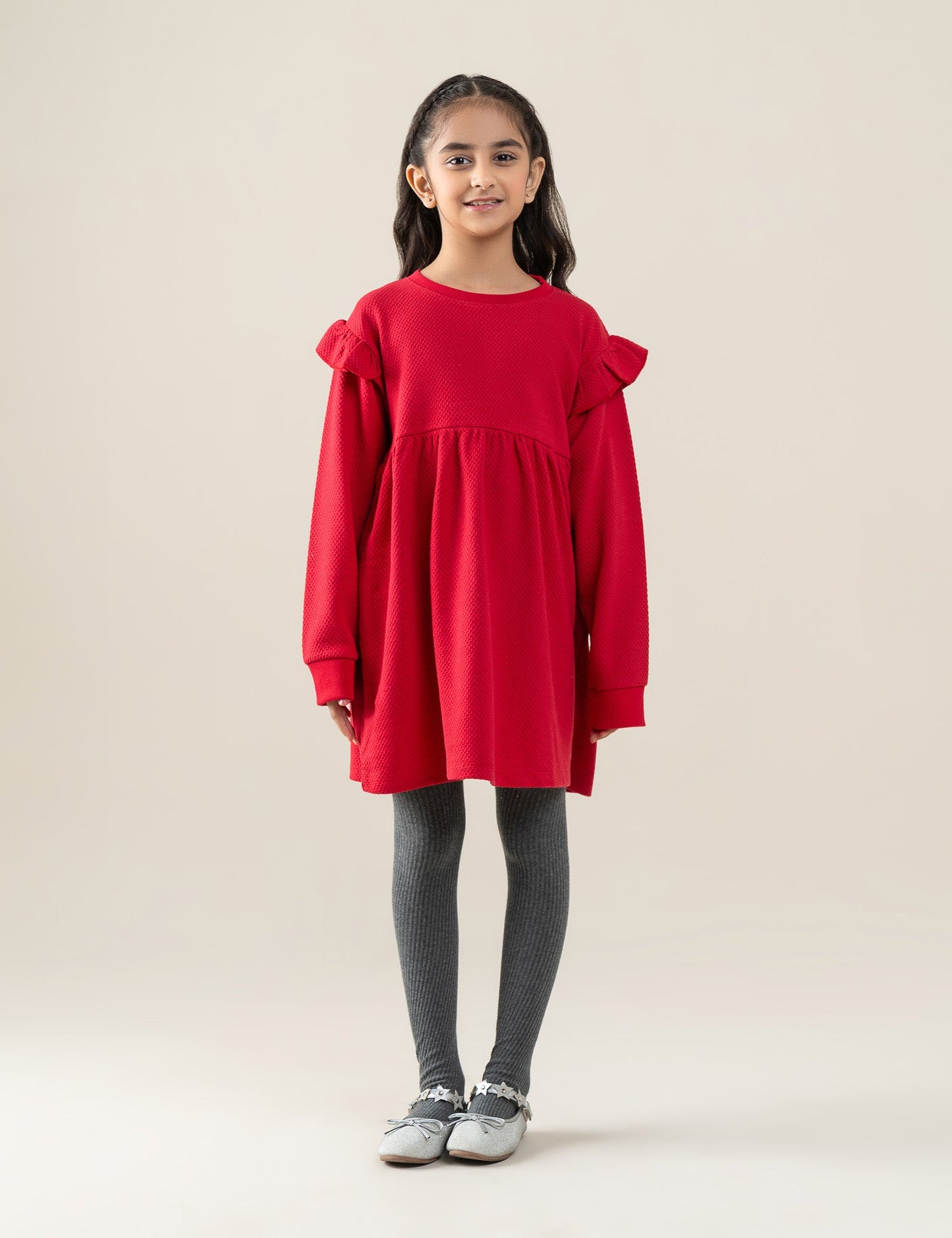 RUFFLE SHOULDER DRESS