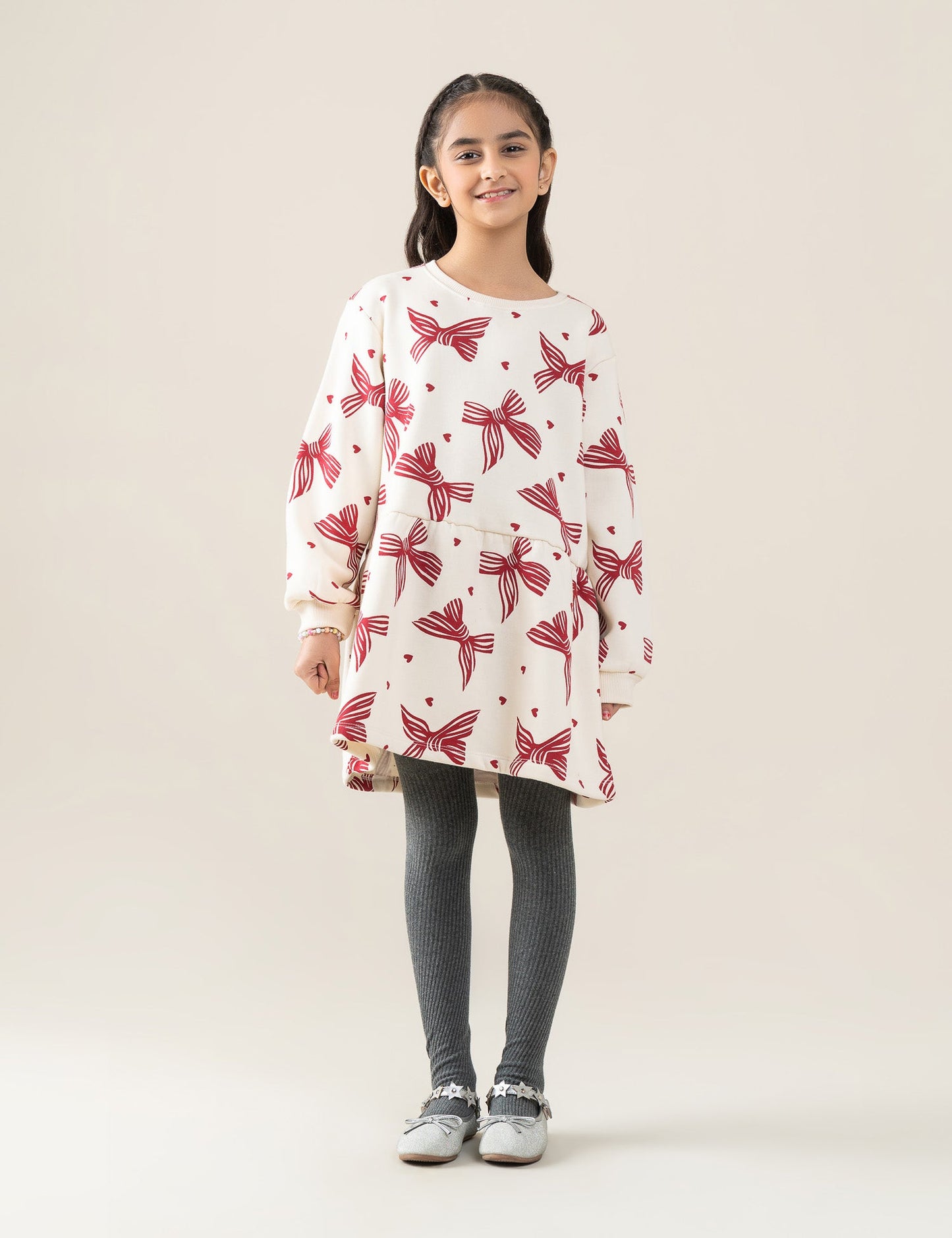 BOW & HEART PRINTED DRESS