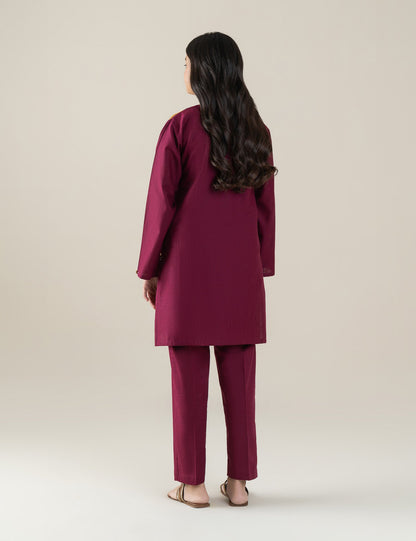 2 PIECE CONTRAST EMBROIDERED SUIT