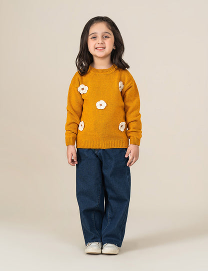 FLORAL APPLIQUE KNITTED SWEATER