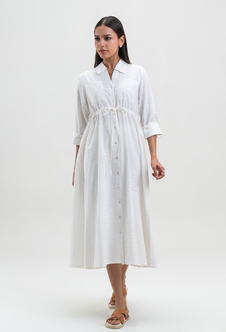 SOLID COLLAR DRESS