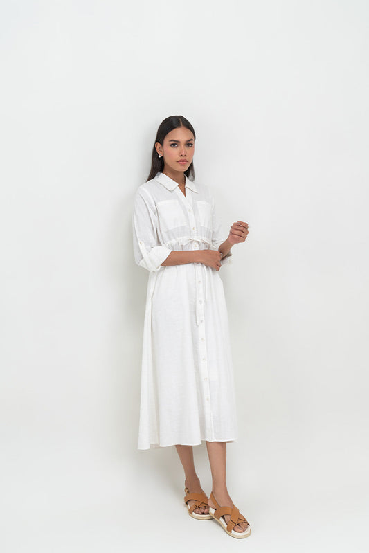 SOLID COLLAR DRESS