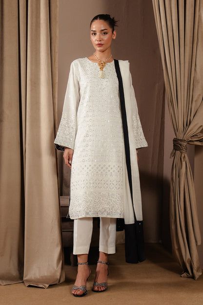 2 PIECE EMBROIDERED PAPER COTTON SUIT (LUXURY-PRET)