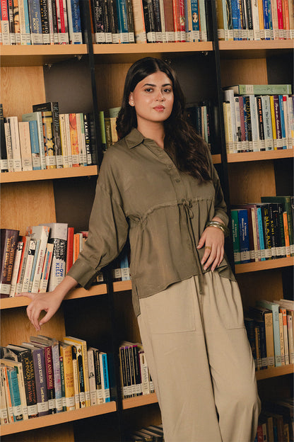 BUTTON-THROUGH ADJUSTABLE WAIST TOP