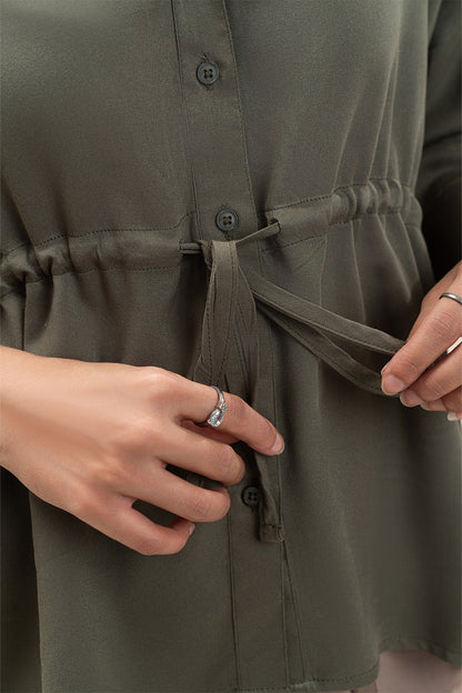 BUTTON-THROUGH ADJUSTABLE WAIST TOP